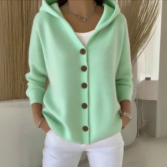 Darienne™ | Cardigan in Maglia con Cappuccio e Bottoni