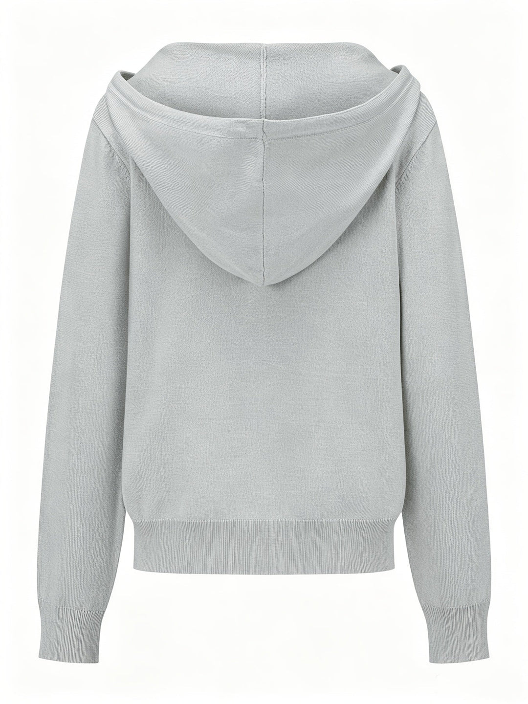 Ginevra | Cardigan Grigio Chiaro con Cappuccio e Chiusura a Bottoni