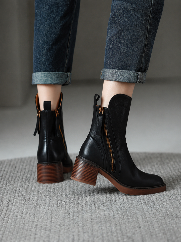 Erica™ | Stivali in Pelle con Tacco Blocco