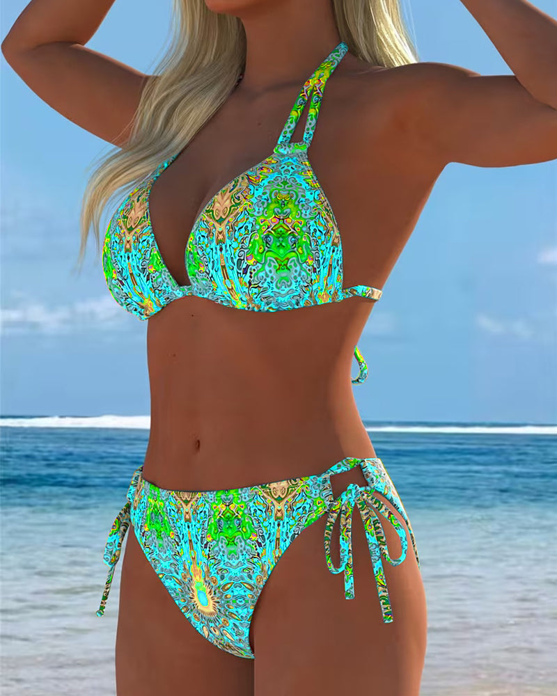Bikini Colorato Halter Stampa