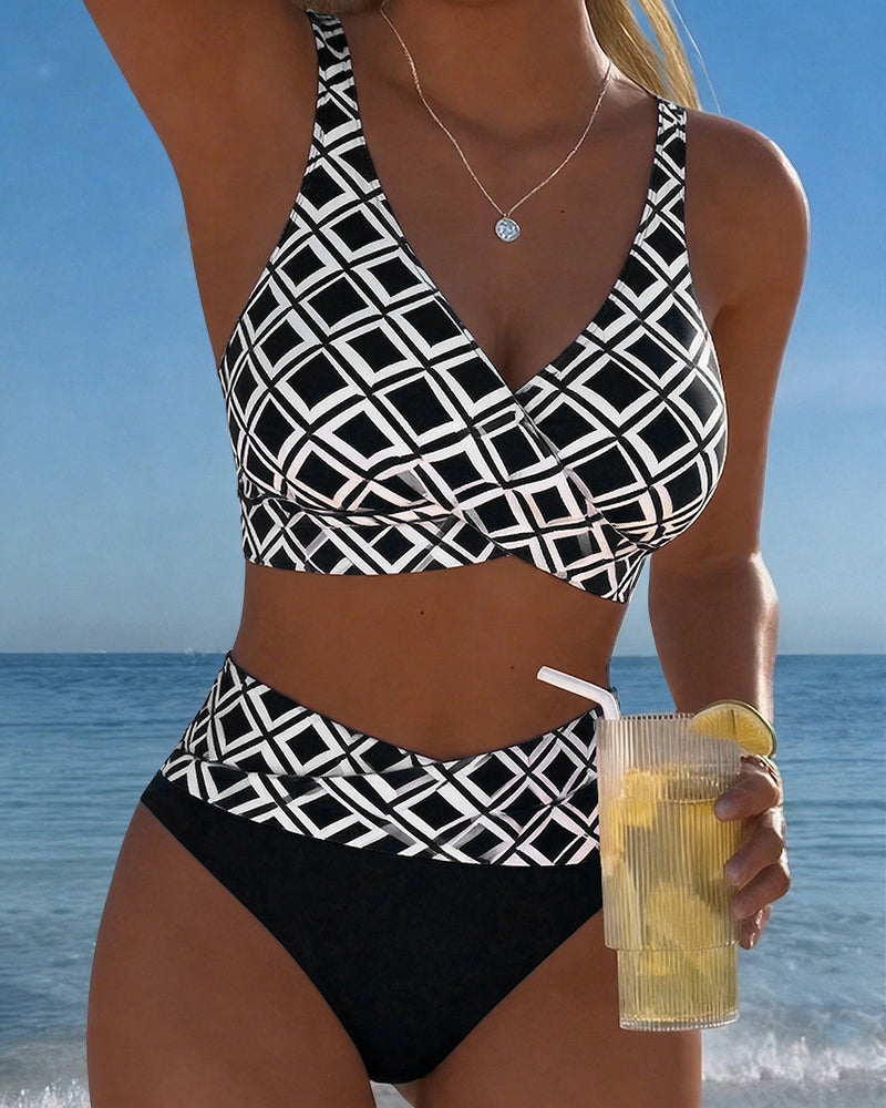 NEUS™ | Costume da Bagno a Due Pezzi Stile Reggiseno con Motivo a Diamante