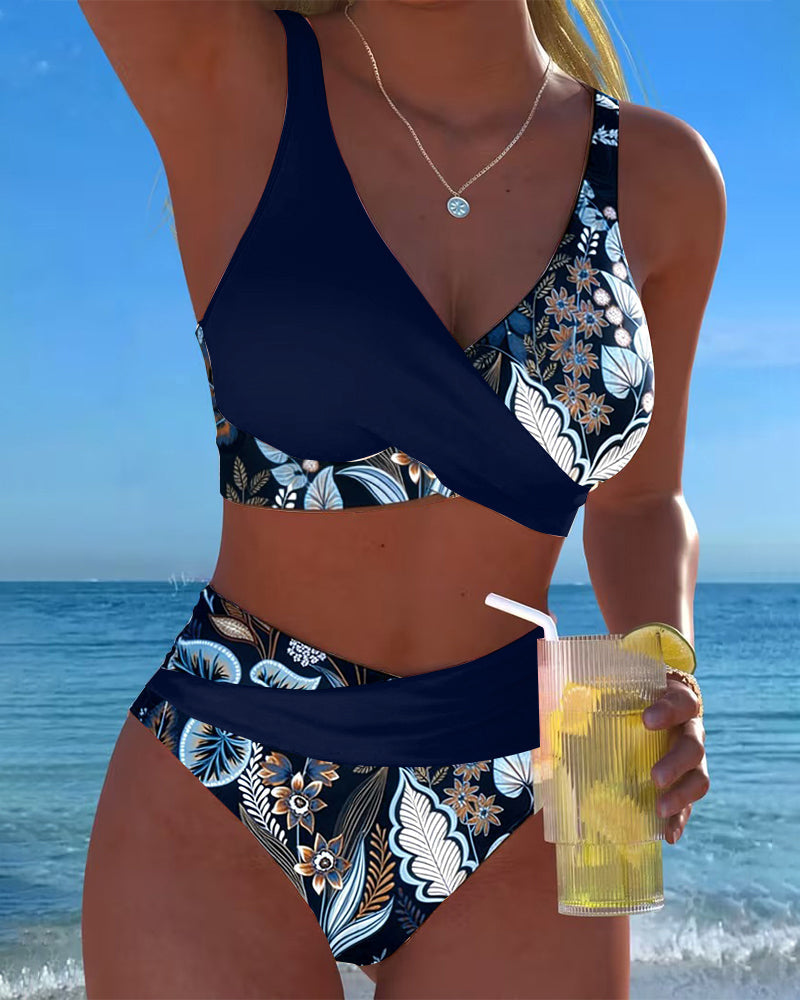 Bikini Colore a Contrasto Moda Fiore