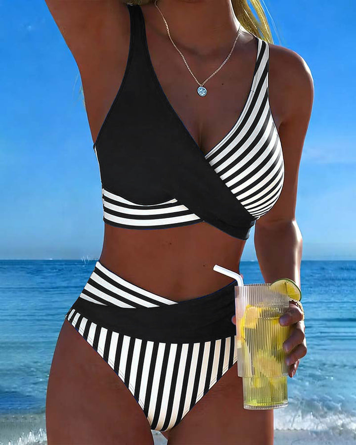 Bikini Strisce Incrociate Stampato