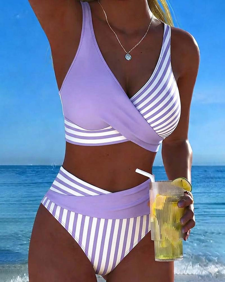 Bikini Strisce Incrociate Stampato