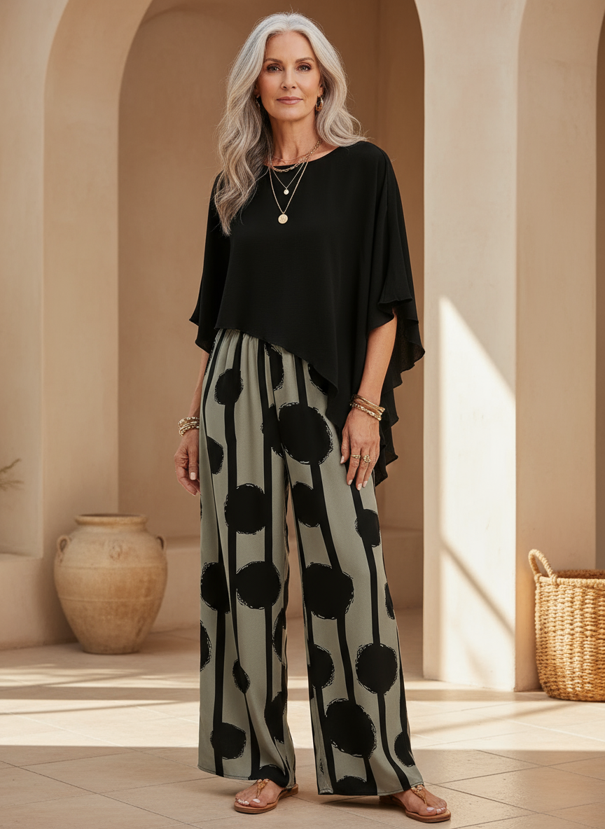 Valeriana™ | Completo Top Asimmetrico e Pantalone Boho