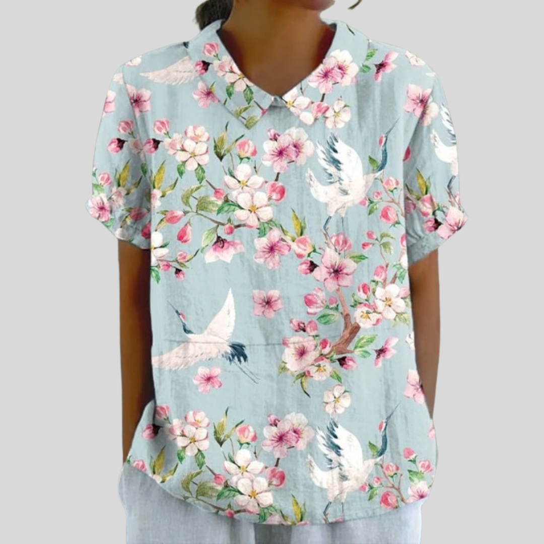 Nadine | Blusa con Collo a Fiori