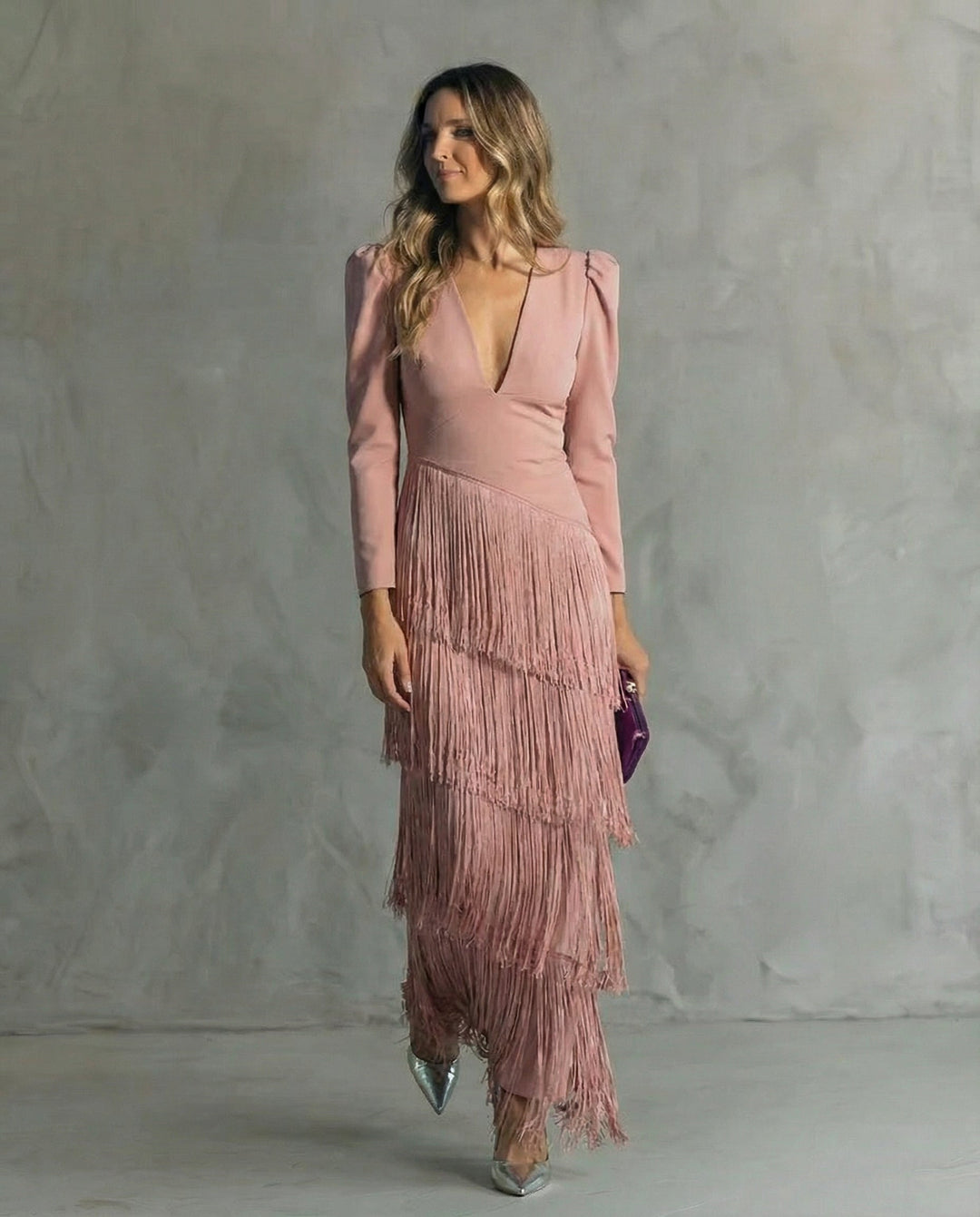 Clara | Abito elegante con maniche a frange