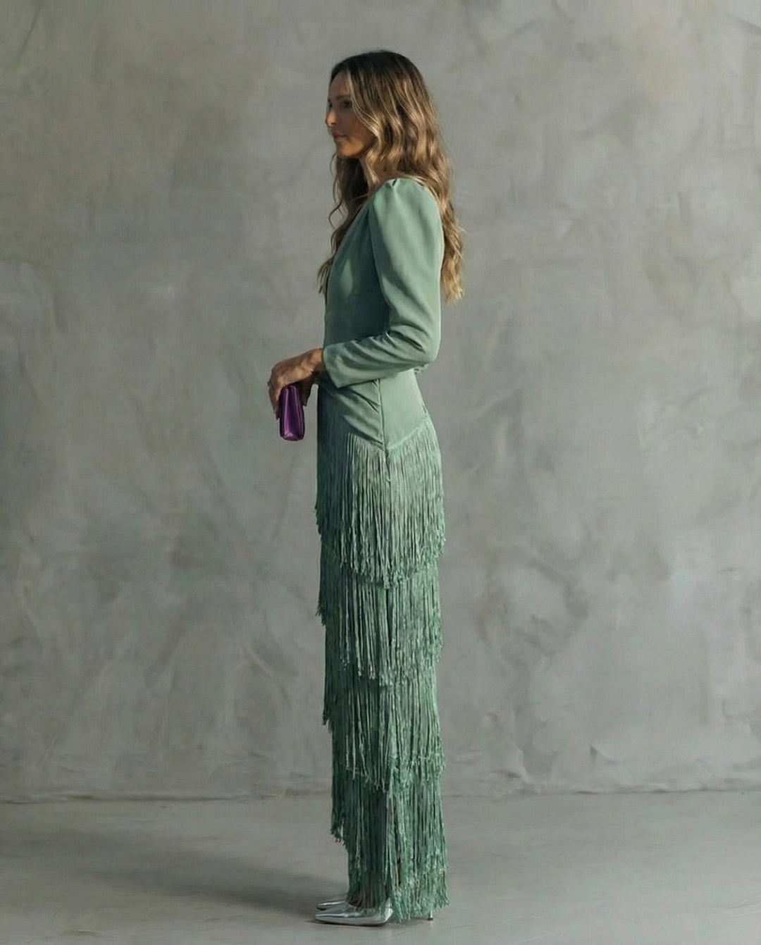 Clara | Abito elegante con maniche a frange