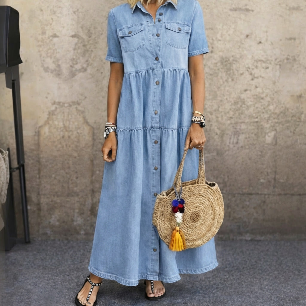 Elizabeth | Abito midi con bottoni davanti