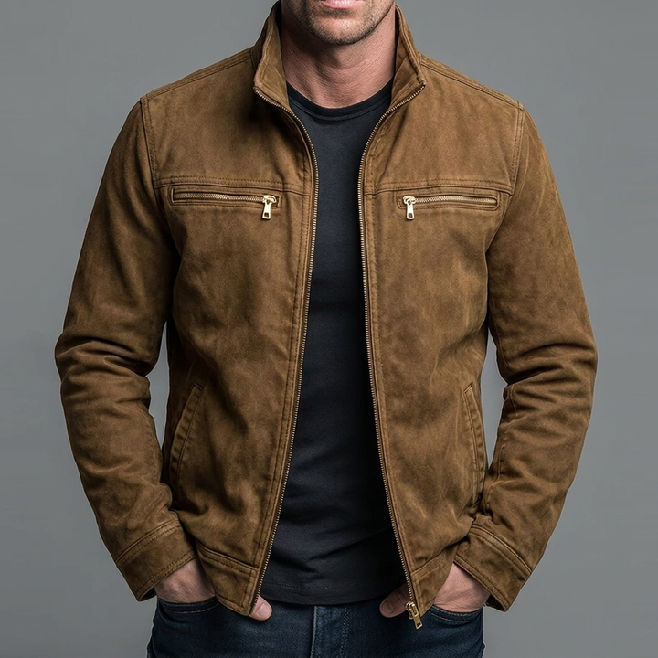 Luca | Giacca vintage in cotone con chiusura a zip