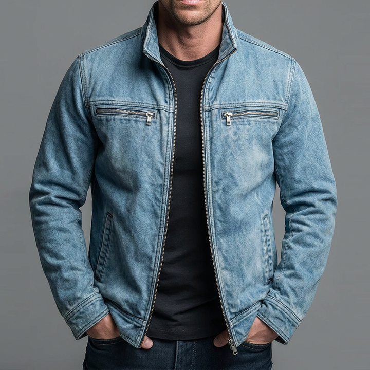 Luca | Giacca vintage in cotone con chiusura a zip