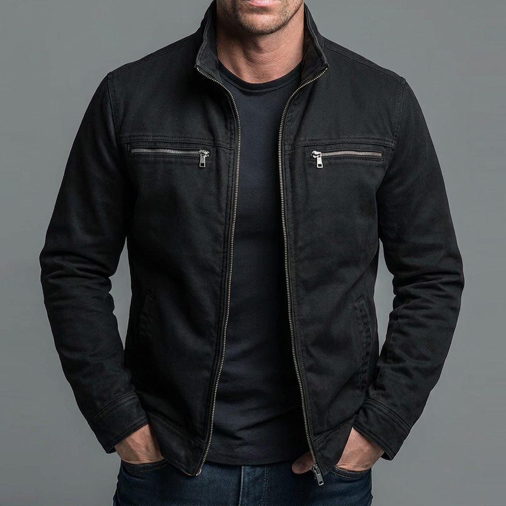 Luca | Giacca vintage in cotone con chiusura a zip