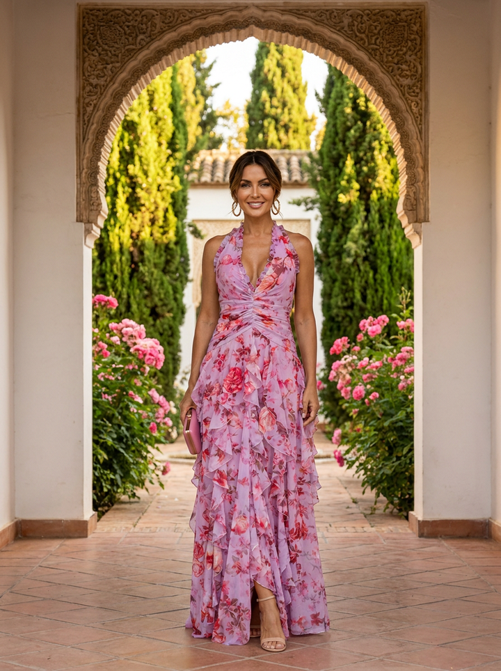 Robe Lunga Elegante con Collo Halter - Maison Claire e Sylvie