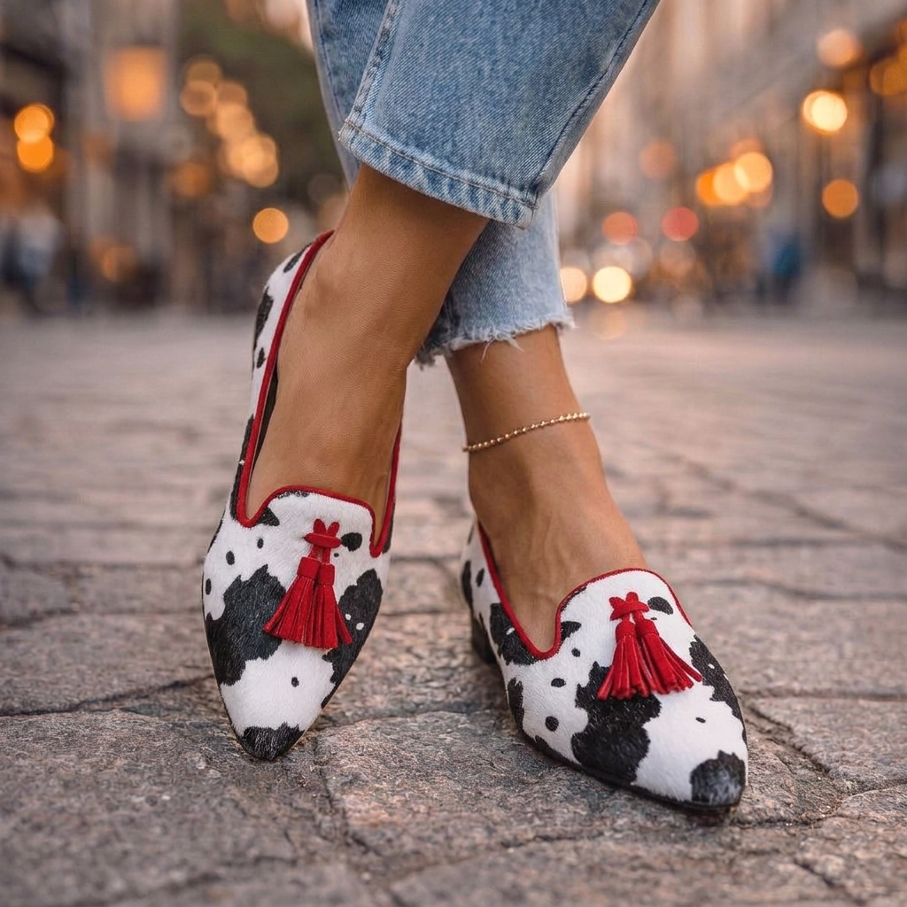 Dalia | Mocassini con Frange e Stampa Animale