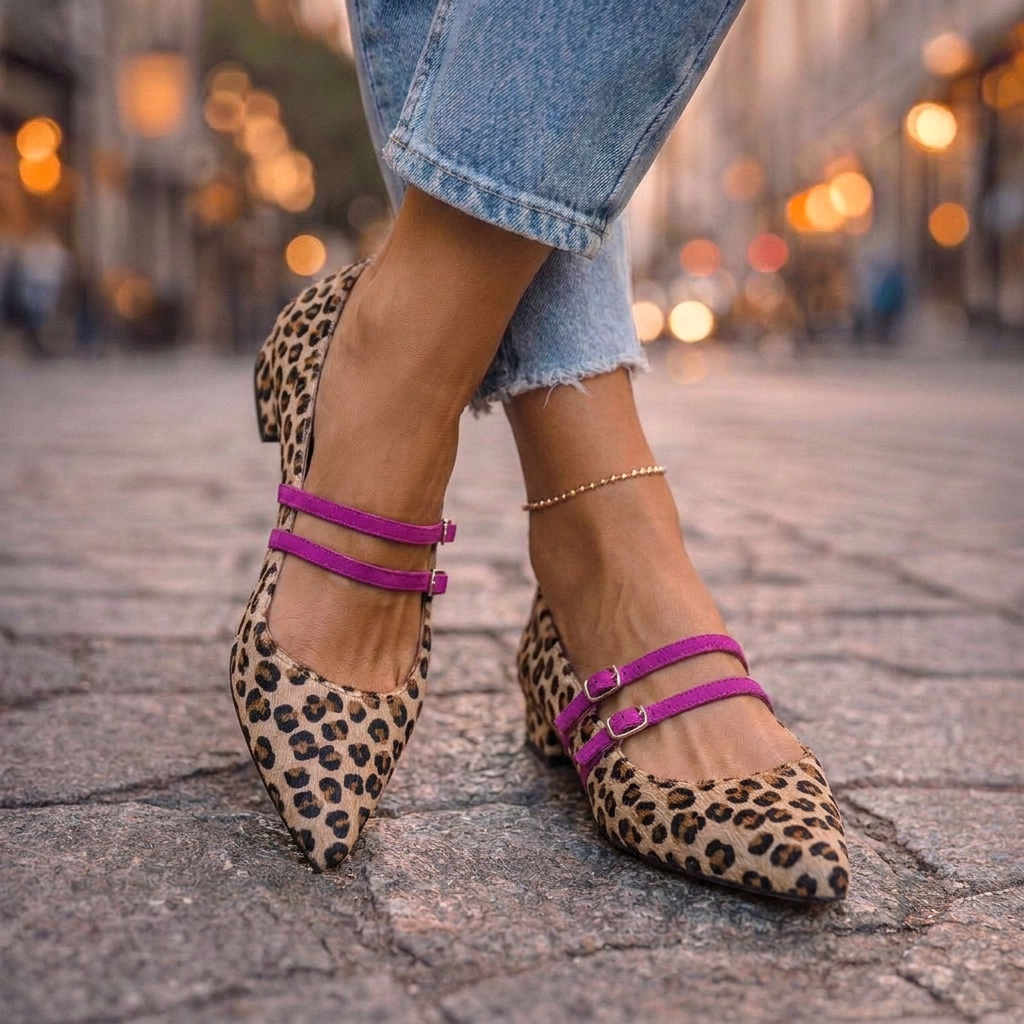 Celeste | Ballerine Punta con Doppia Fibbia