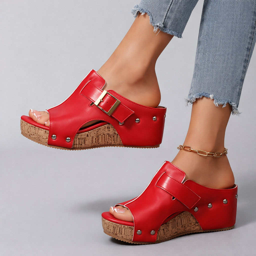 CASSIA™ | Sandali con zeppa in pelle