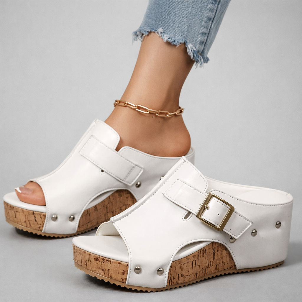 CASSIA™ | Sandali con zeppa in pelle