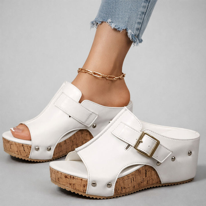 CASSIA™ | Sandali con zeppa in pelle