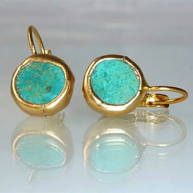 Orecchini Eleganti in Oro con Pietra Turchese