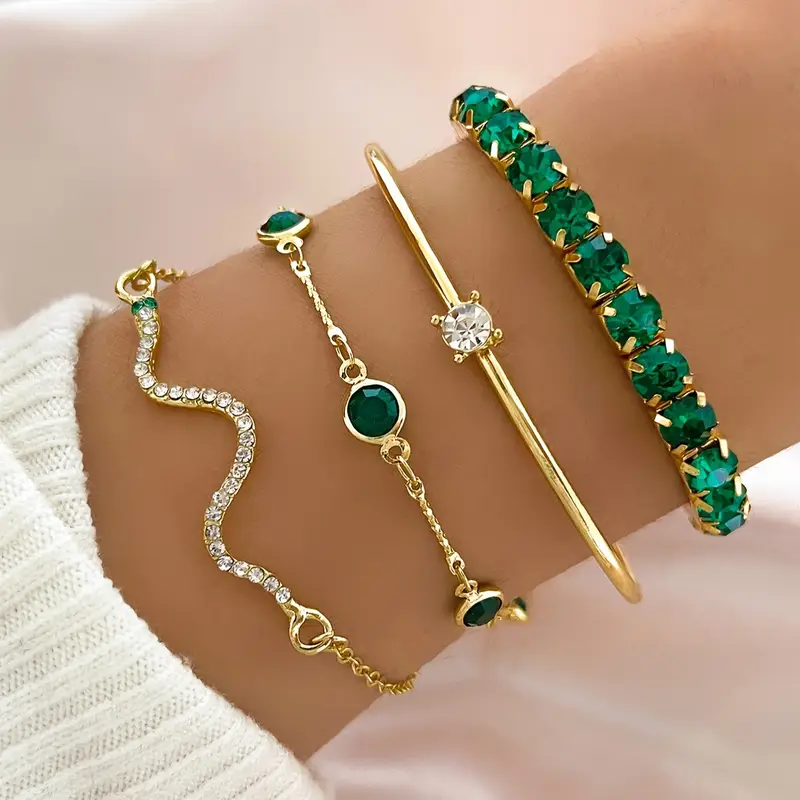 Aurora - Set di Bracciali Vintage con Zircone Verde