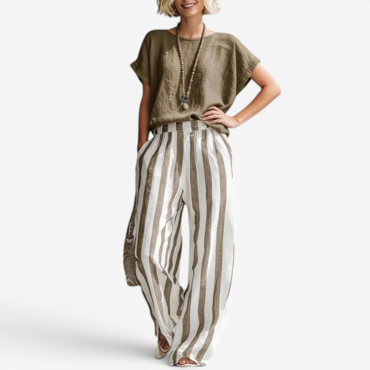 Charice™ Completo due pezzi in lino a righe