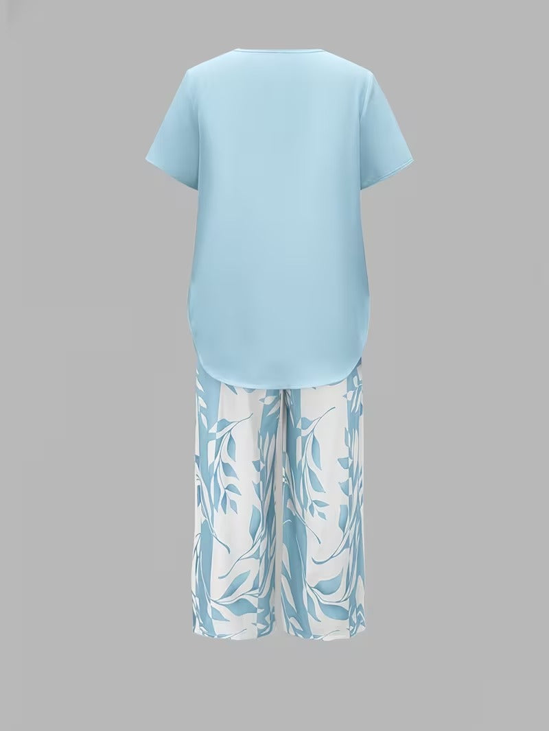 Avy™ | Completo casual a due pezzi con stampa di foglie
