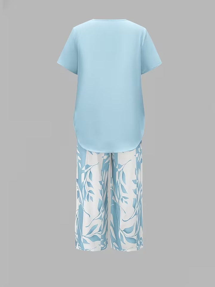 Avy™ | Completo casual a due pezzi con stampa di foglie