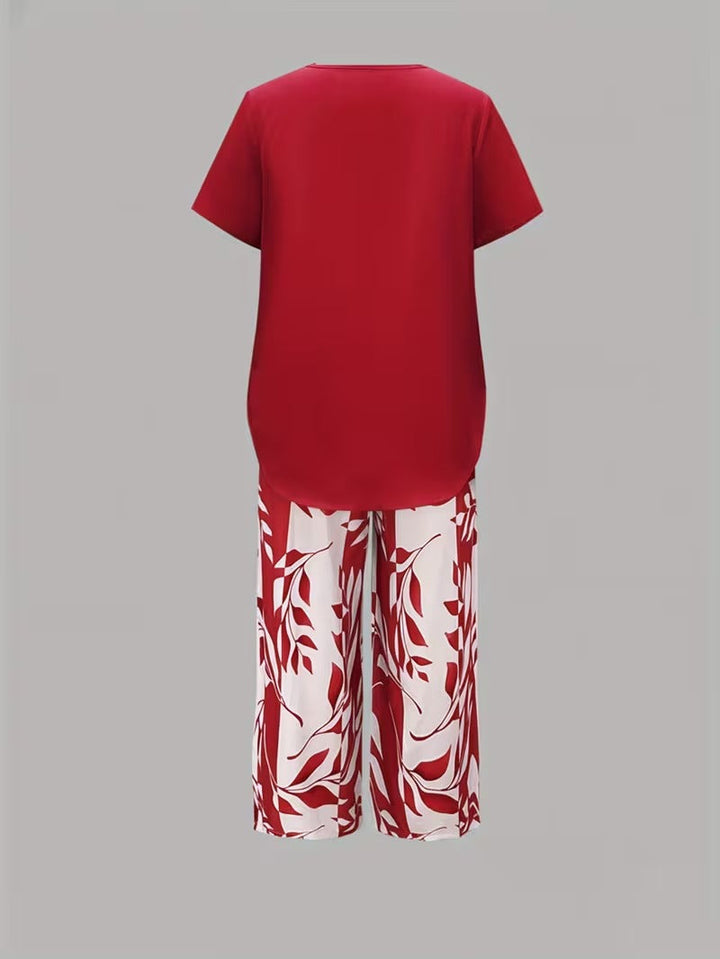 Avy™ | Completo casual a due pezzi con stampa di foglie