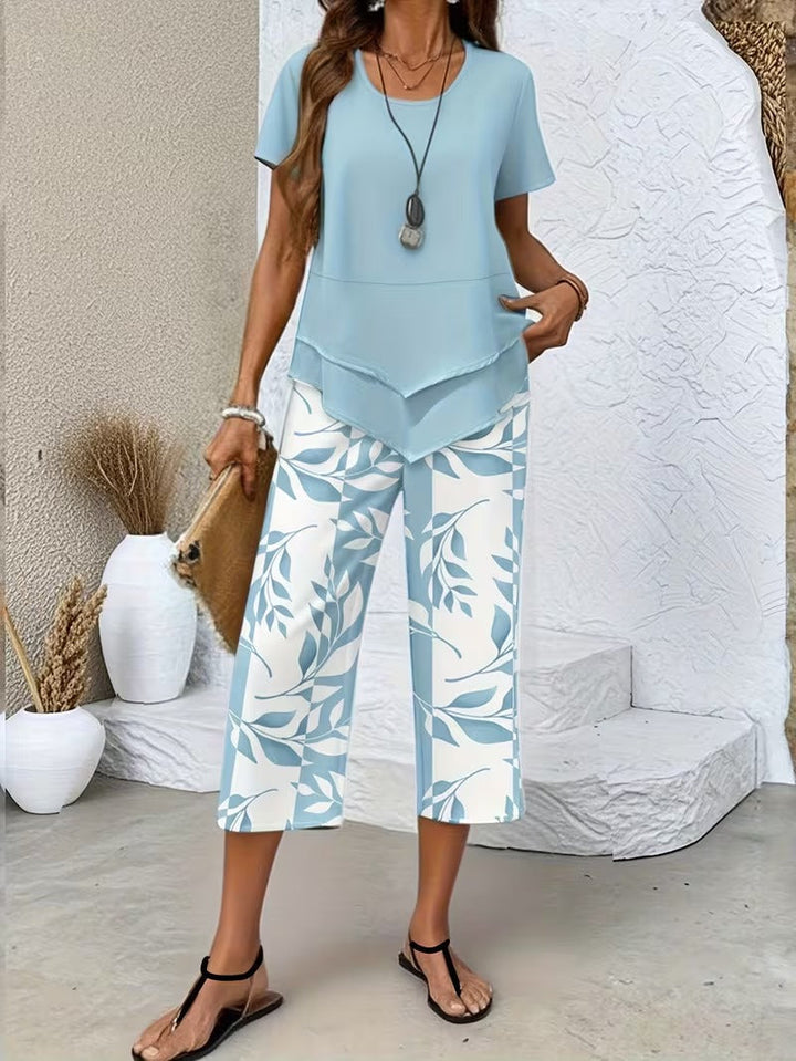 Avy™ | Completo casual a due pezzi con stampa di foglie
