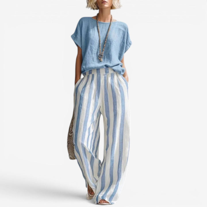 Charice™ Completo due pezzi in lino a righe