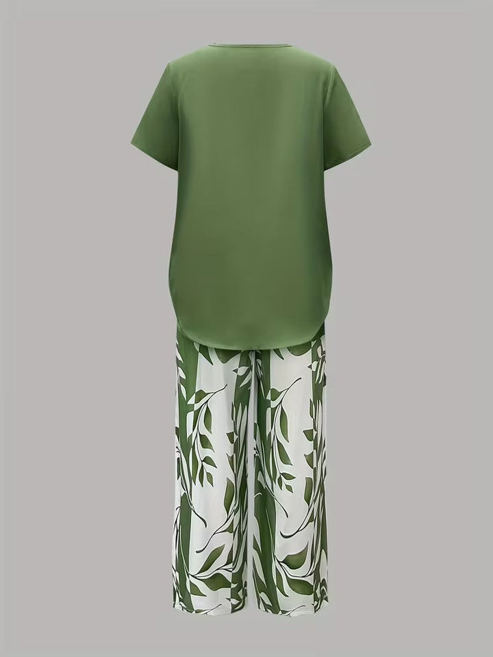 Avy™ | Completo casual a due pezzi con stampa di foglie
