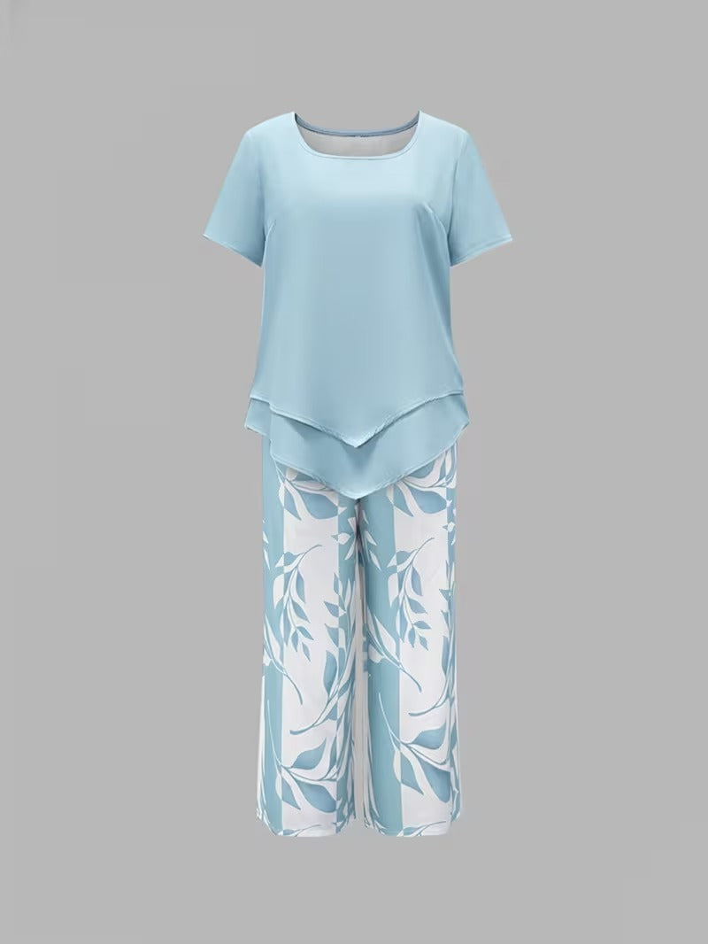 Avy™ | Completo casual a due pezzi con stampa di foglie