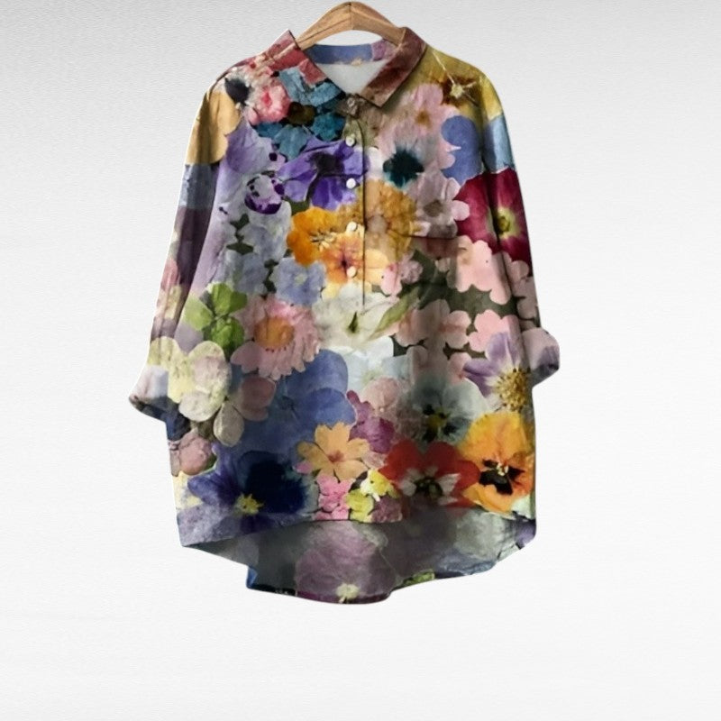Blanche | Blusa floreale con bottoni frontali