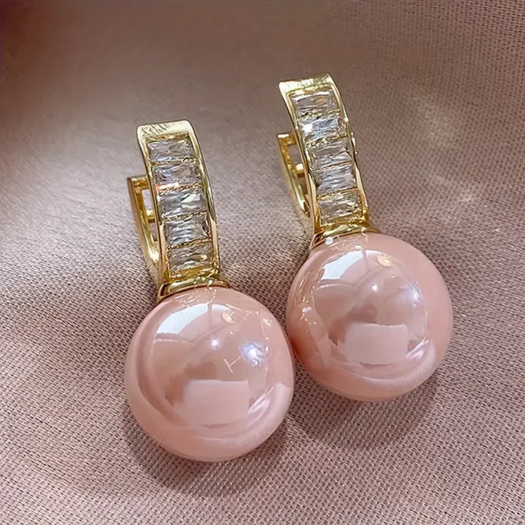 Orecchini in zirconio perla rosa e oro