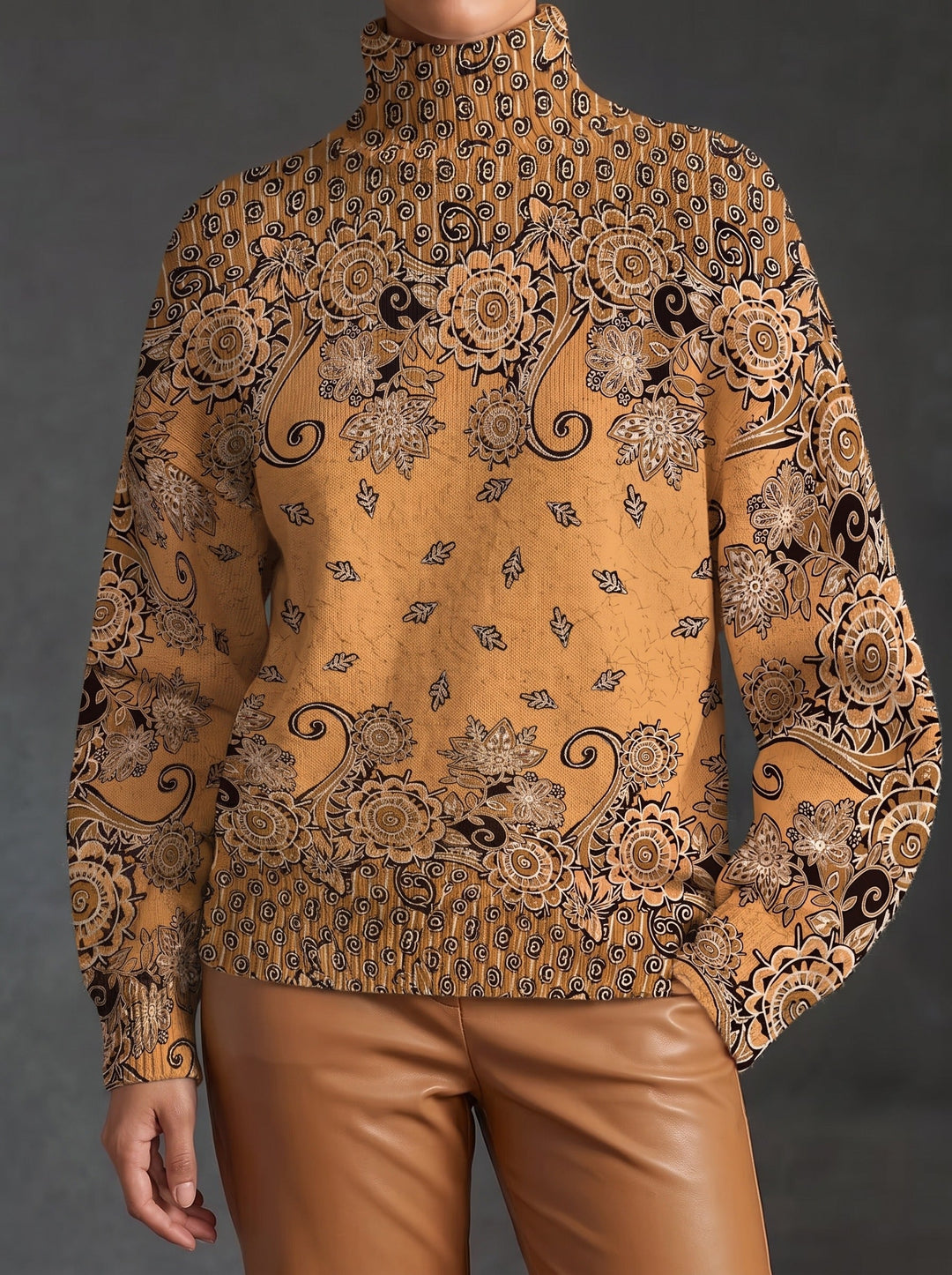 Oleander™ | Collo Alto Paisley Caramello