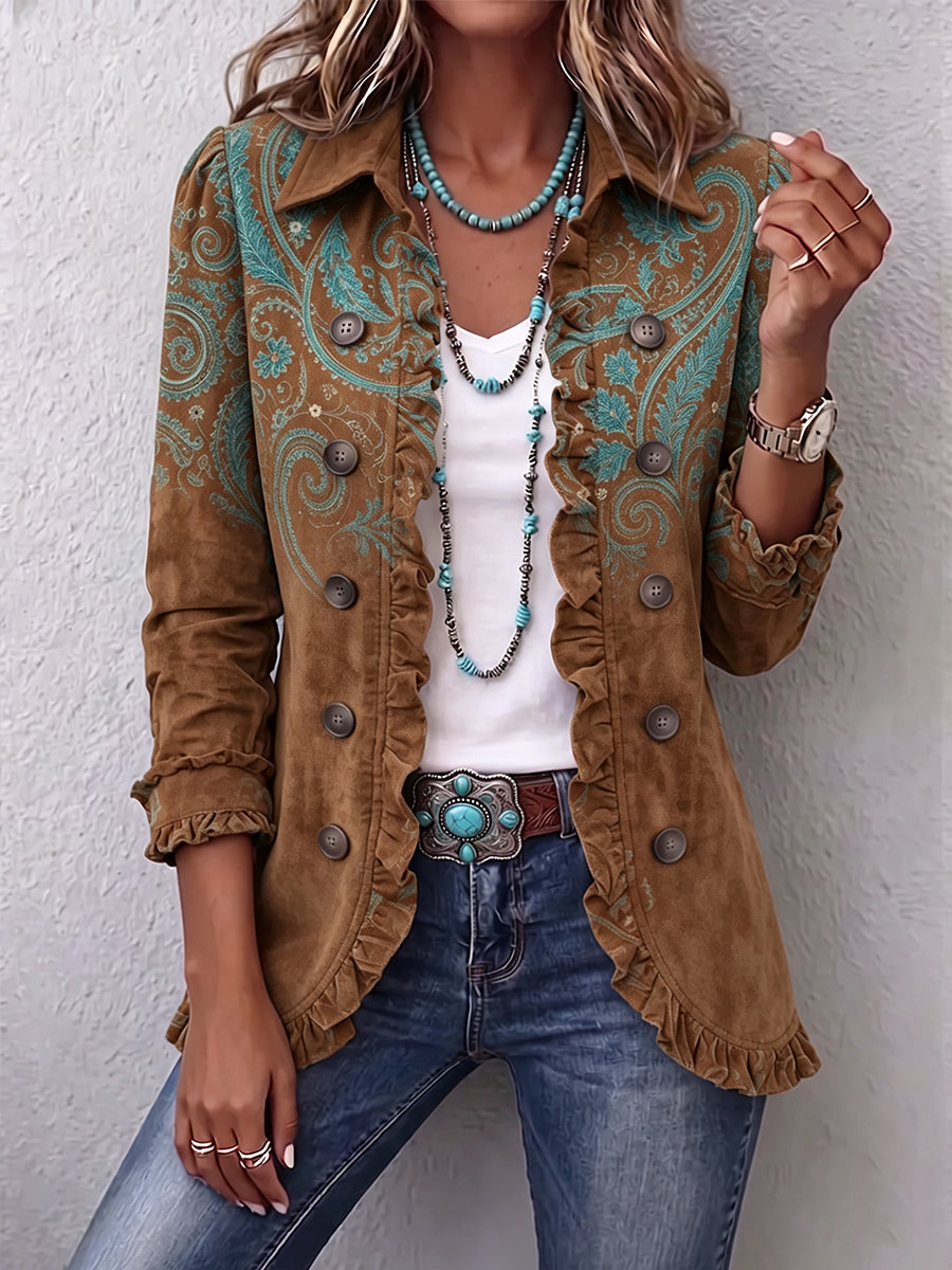 Goldenridge™ | Giacca con Rouches e Stampa Paisley