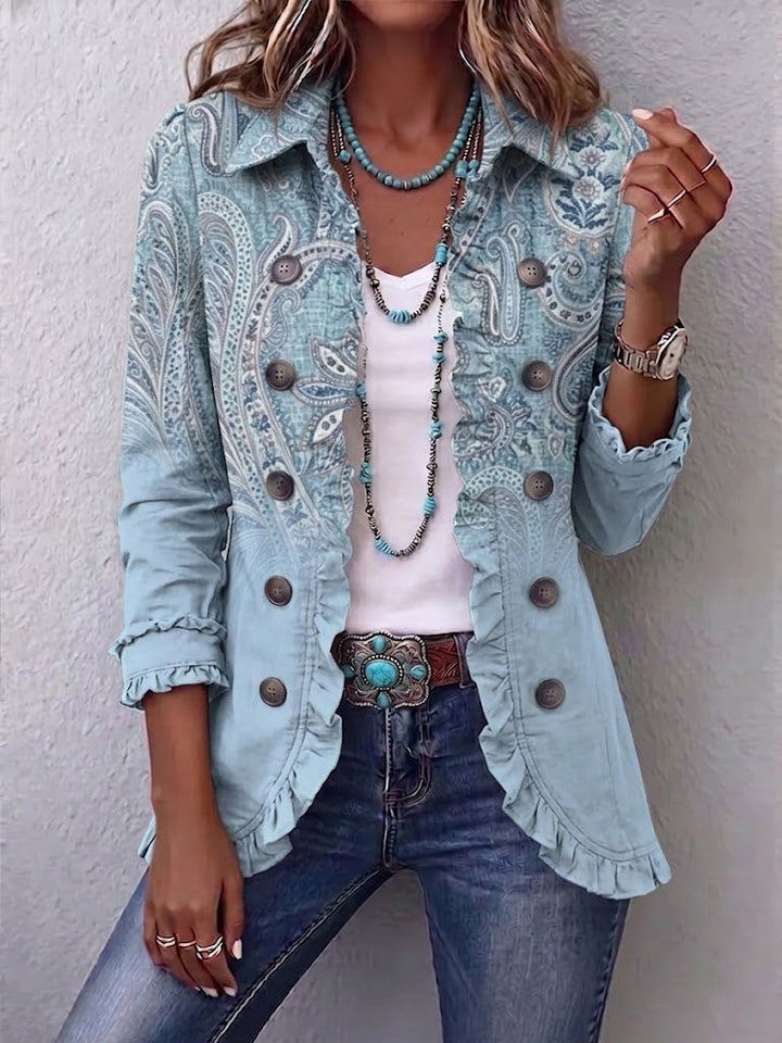 Estrella™ | Giacca Ruffled con Stampa Paisley Vintage