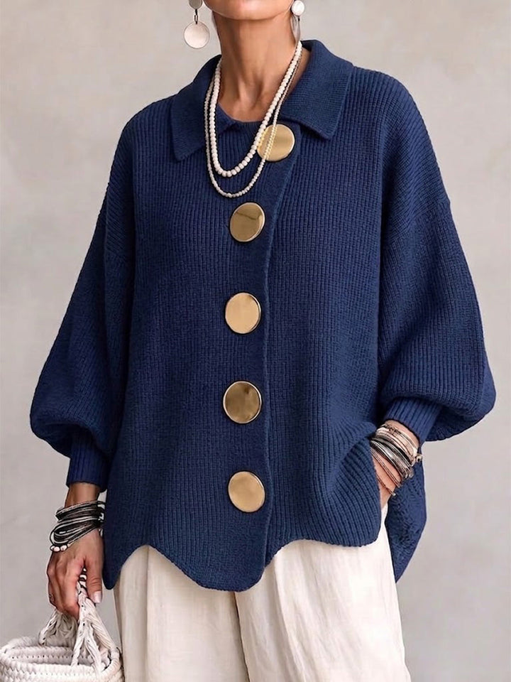 Isadora™ | Cardigan Oversize con Collo e Grandi Bottoni in Metallo