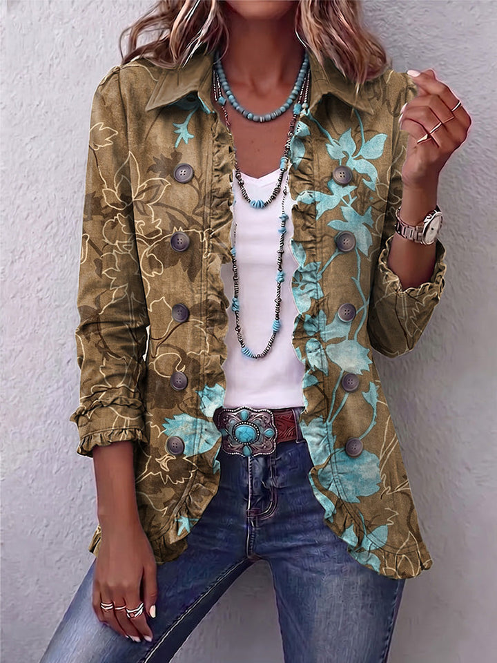 Sundara™ | Giacca Vintage Floreale a Righe Boho