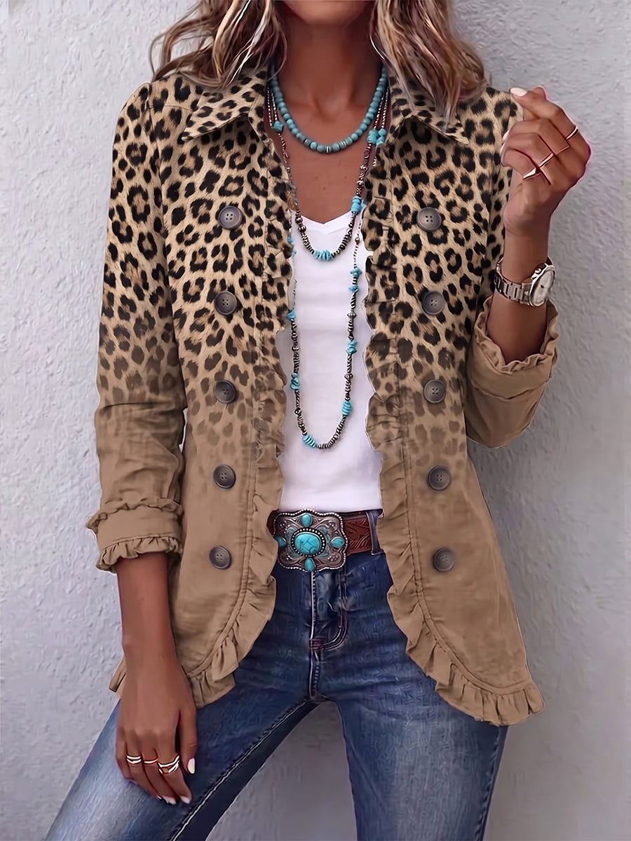 Tawny™ | Giacca Vintage Leopard Gradient con Rouches