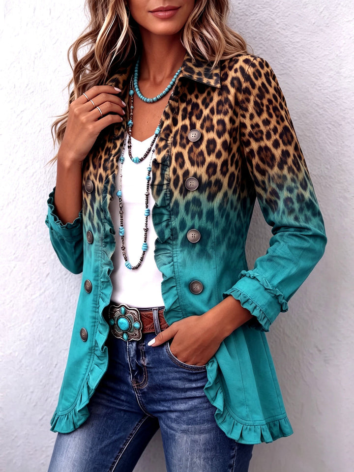 Elspeth™ | Giacca Blazer Ruffle Ombre Leopardo