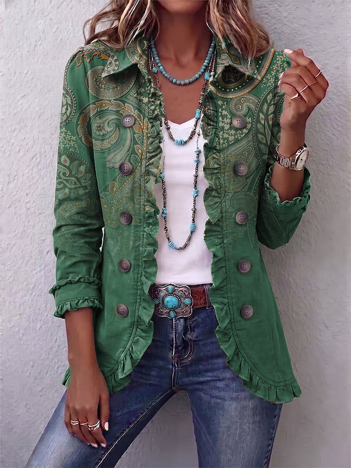 Jemara™ | Giacca Ruffled con Stampa Paisley Bohemien