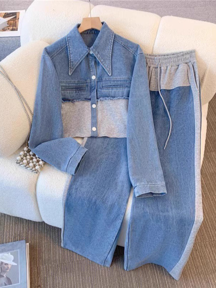 Holbrook™ | Giacca Cropped a Blocchi di Colore e Set di Pantaloni a Gamba Larga