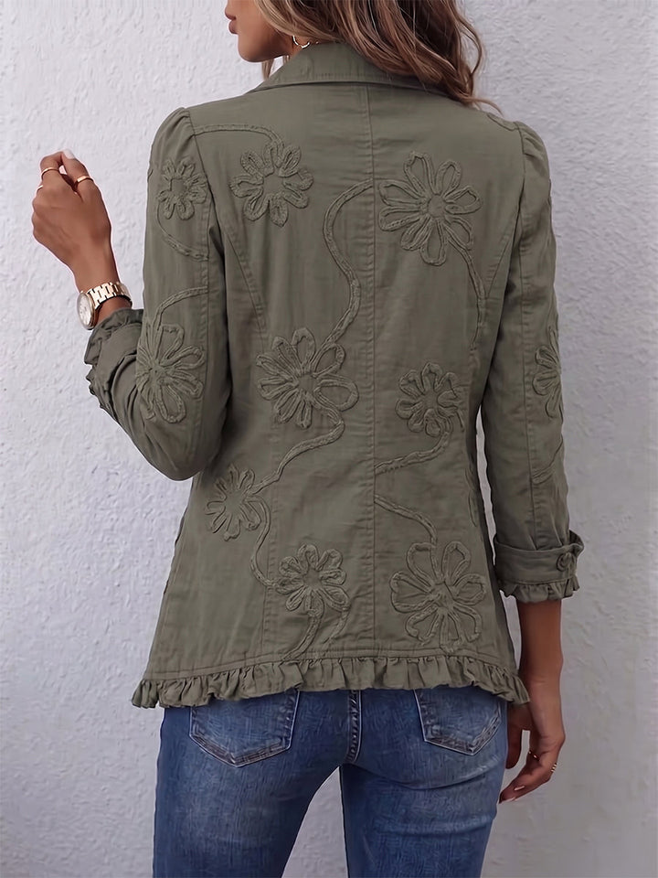 Kamberly™ | Giacca Utilitaria Ruffles Ricamata in Stile Boho-Chic