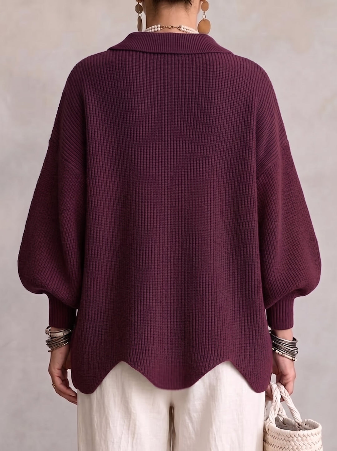 Isadora™ | Cardigan Oversize con Collo e Grandi Bottoni in Metallo