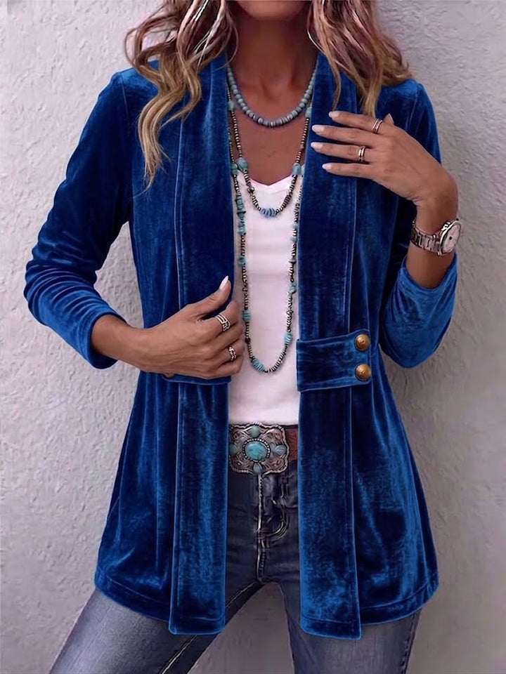 Holliwell™ | Giacca lunga con bottoni vintage e apertura frontale