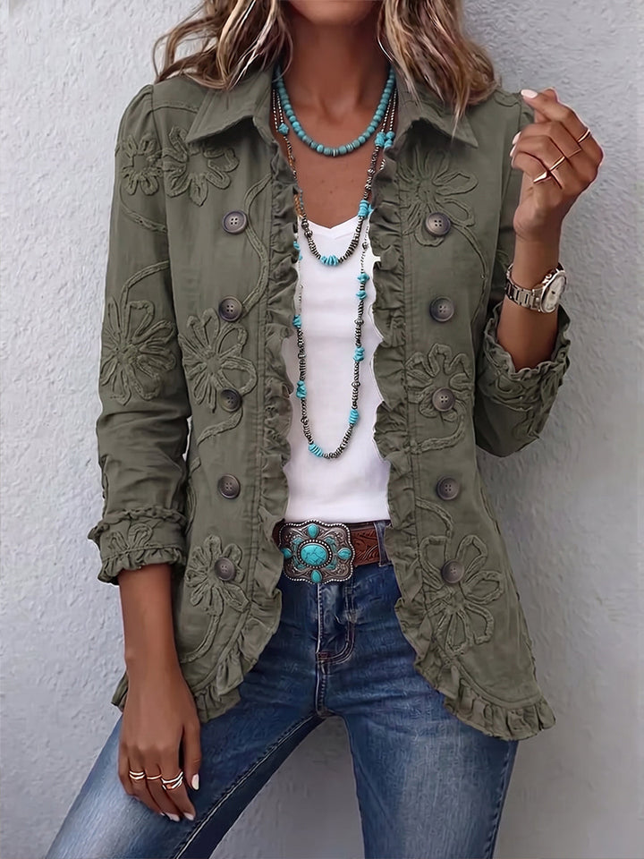 Kamberly™ | Giacca Utilitaria Ruffles Ricamata in Stile Boho-Chic