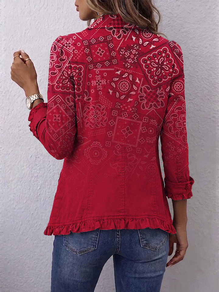 Criselle™ | Giacca Ruffled con Stampa Ombré Paisley Bohemien
