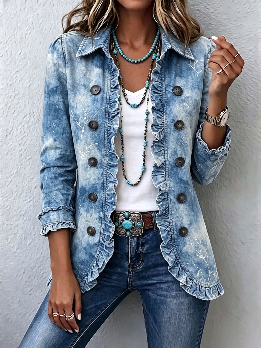 Jemison™ | Giacca Vintage Botanica Stile Boho con Dettagli a Volant
