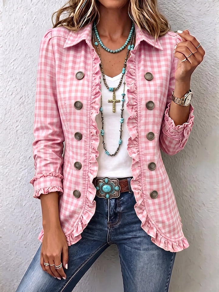 Charlene™ | Giacca Button-Down a Righe con Volant